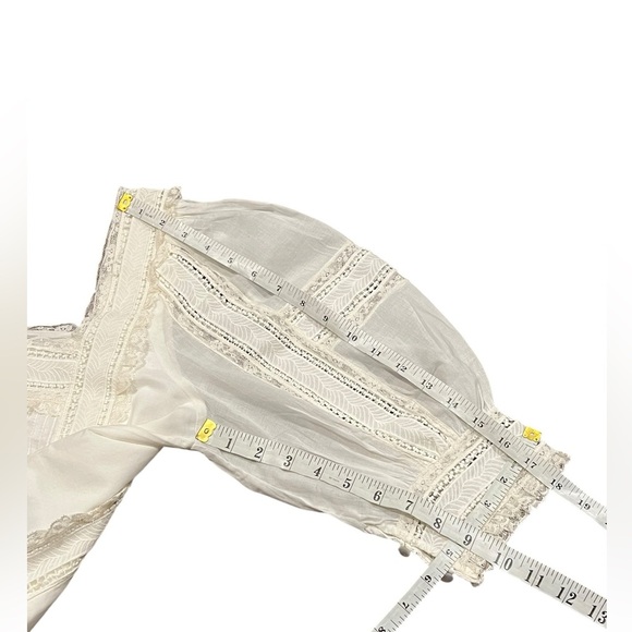 Polo Ralph Lauren Blouse Womens Cream White Lace Cotton Voile Bohemian Cropped - Picture 14 of 14